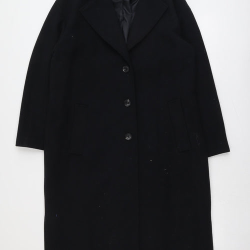 Marks and Spencer Womens Black Overcoat Coat Size M Button