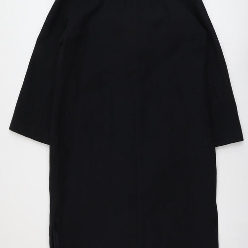 Marks and Spencer Womens Black Overcoat Coat Size M Button