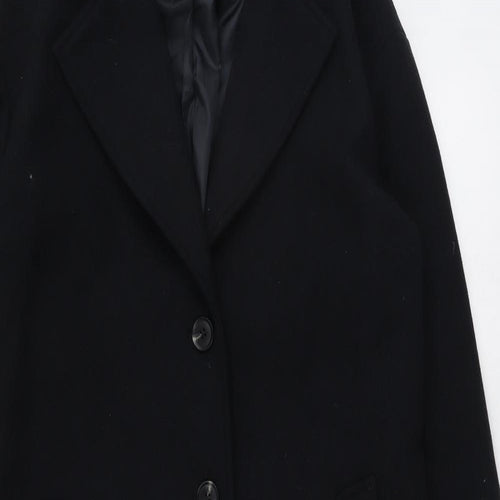 Marks and Spencer Womens Black Overcoat Coat Size M Button