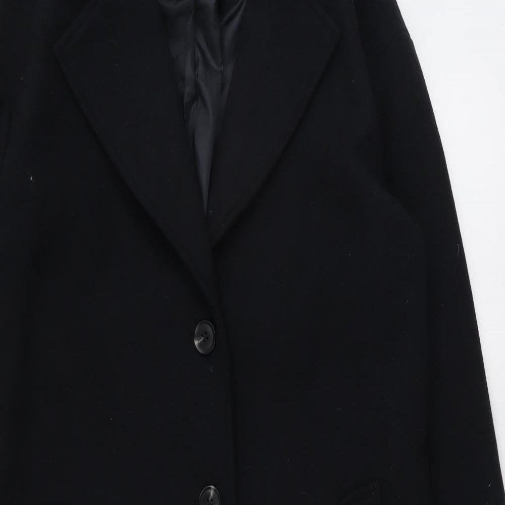 Marks and Spencer Womens Black Overcoat Coat Size M Button