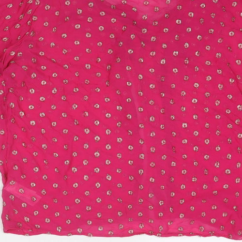 NEXT Womens Pink Geometric Viscose Basic Blouse Size 16 V-Neck
