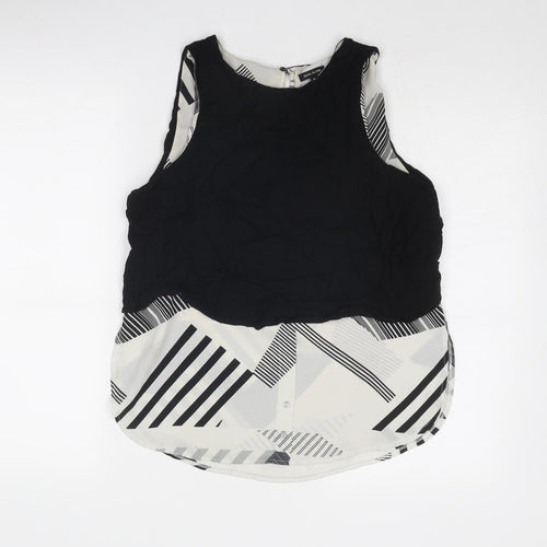 River Island Womens Black Geometric Polyester Basic Tank Size 10 Boat Neck