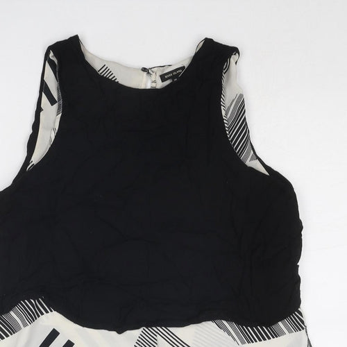 River Island Womens Black Geometric Polyester Basic Tank Size 10 Boat Neck