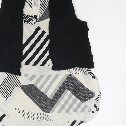 River Island Womens Black Geometric Polyester Basic Tank Size 10 Boat Neck