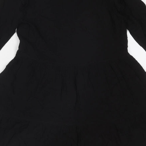 Stradivarius Womens Black Viscose Shirt Dress Size M Collared Button