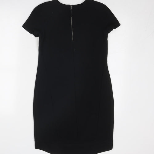 Topshop Womens Black Polyester A-Line Size 4 Round Neck Zip