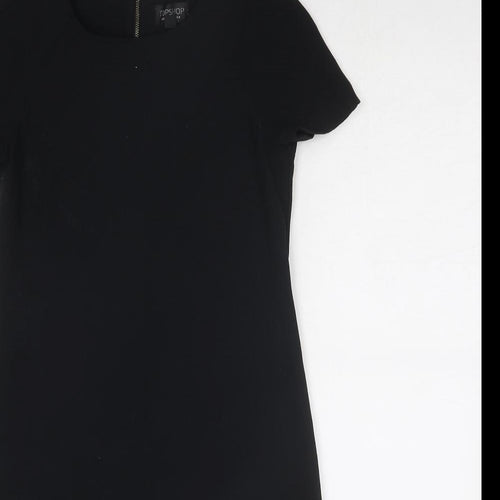 Topshop Womens Black Polyester A-Line Size 4 Round Neck Zip