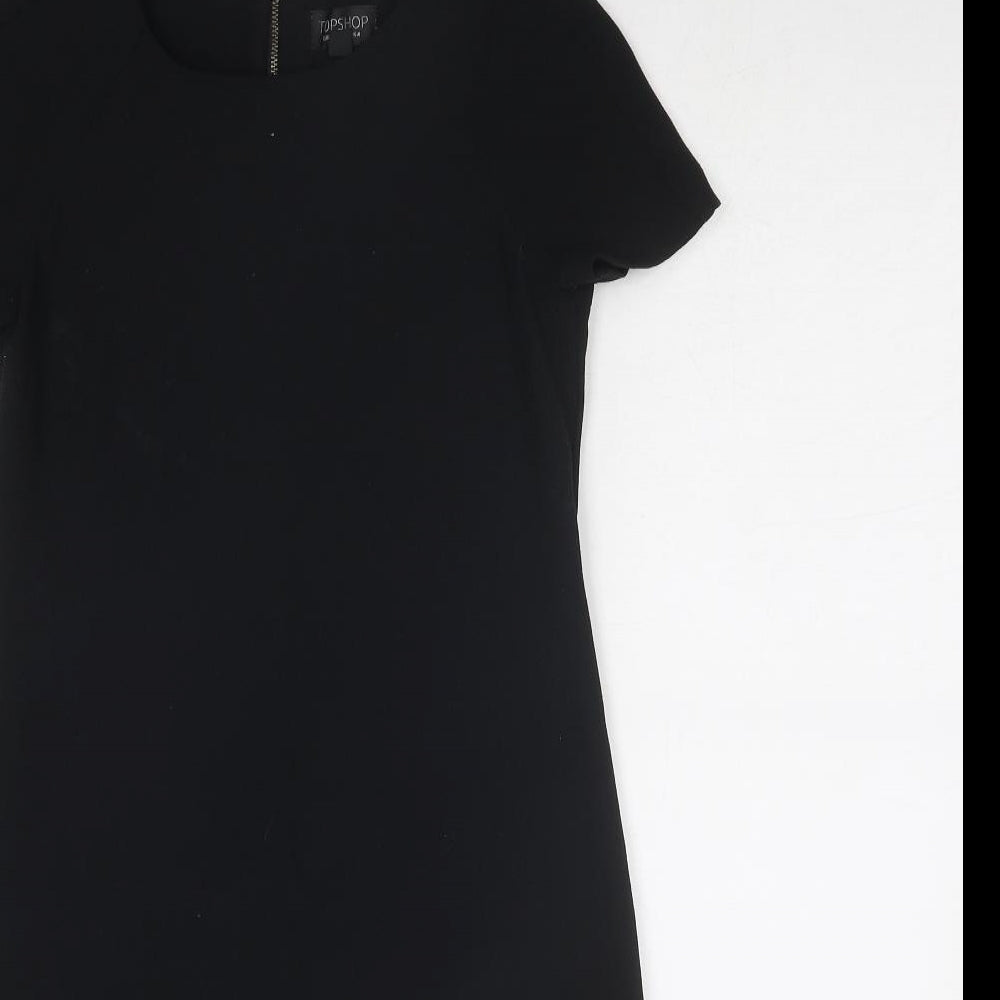 Topshop Womens Black Polyester A-Line Size 4 Round Neck Zip