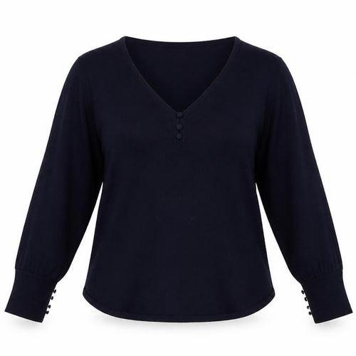 Mango Womens Blue V-Neck Polyester Pullover Jumper Size S