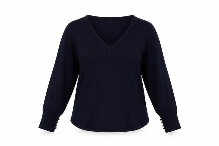 Mango Womens Blue V-Neck Polyester Pullover Jumper Size S
