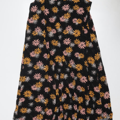Roman Womens Black Floral Viscose Trapeze & Swing Size 18 V-Neck Pullover