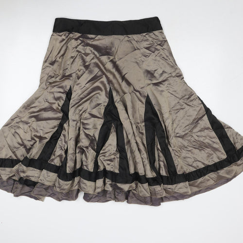 Wallis Womens Brown Acetate Swing Skirt Size 14 Zip