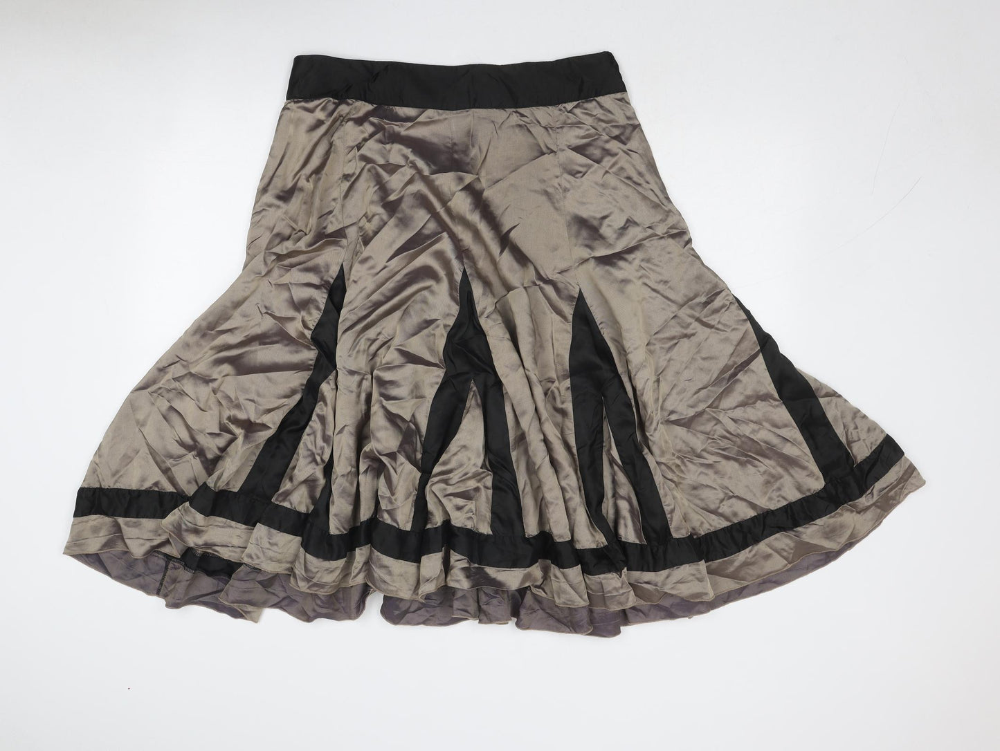 Wallis Womens Brown Acetate Swing Skirt Size 14 Zip