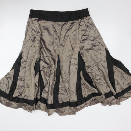 Wallis Womens Brown Acetate Swing Skirt Size 14 Zip
