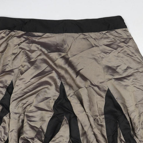Wallis Womens Brown Acetate Swing Skirt Size 14 Zip