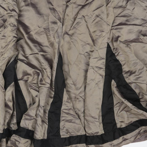 Wallis Womens Brown Acetate Swing Skirt Size 14 Zip
