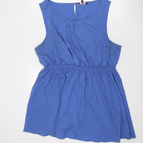 New Look Womens Blue Polyester Skater Dress Size 26 Round Neck Button