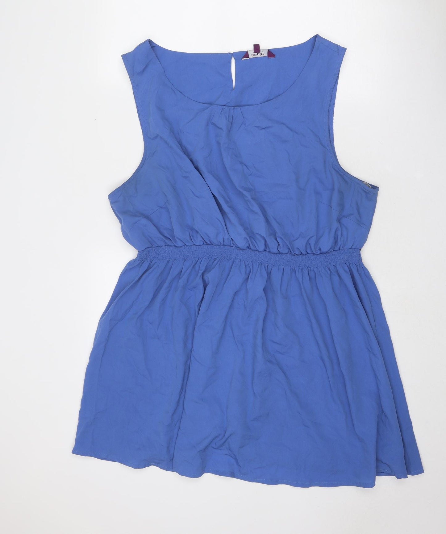 New Look Womens Blue Polyester Skater Dress Size 26 Round Neck Button