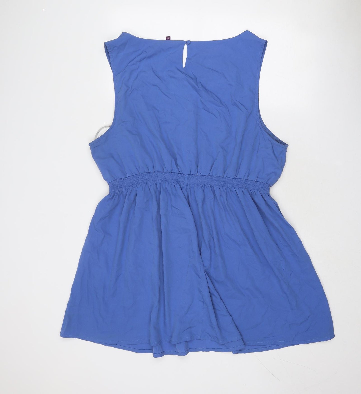 New Look Womens Blue Polyester Skater Dress Size 26 Round Neck Button