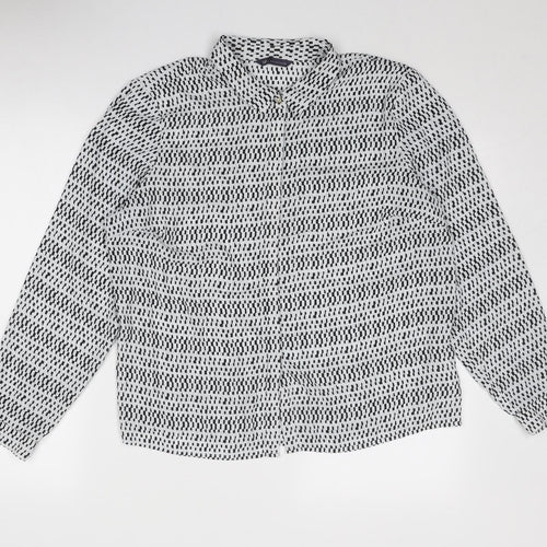 Marks and Spencer Womens Grey Geometric Polyester Basic Button-Up Size 18 Collared