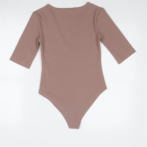 Zara Womens Brown Polyester Bodysuit One-Piece Size S Snap