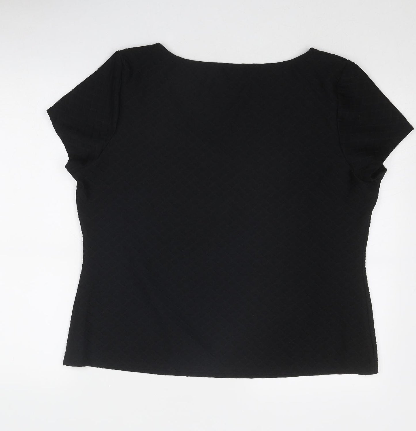 Jacques Vert Womens Black Polyester Basic T-Shirt Size XL V-Neck - Textured