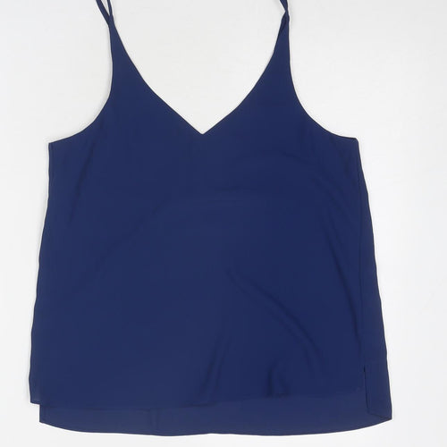 Topshop Womens Blue Polyester Camisole Tank Size 10 V-Neck