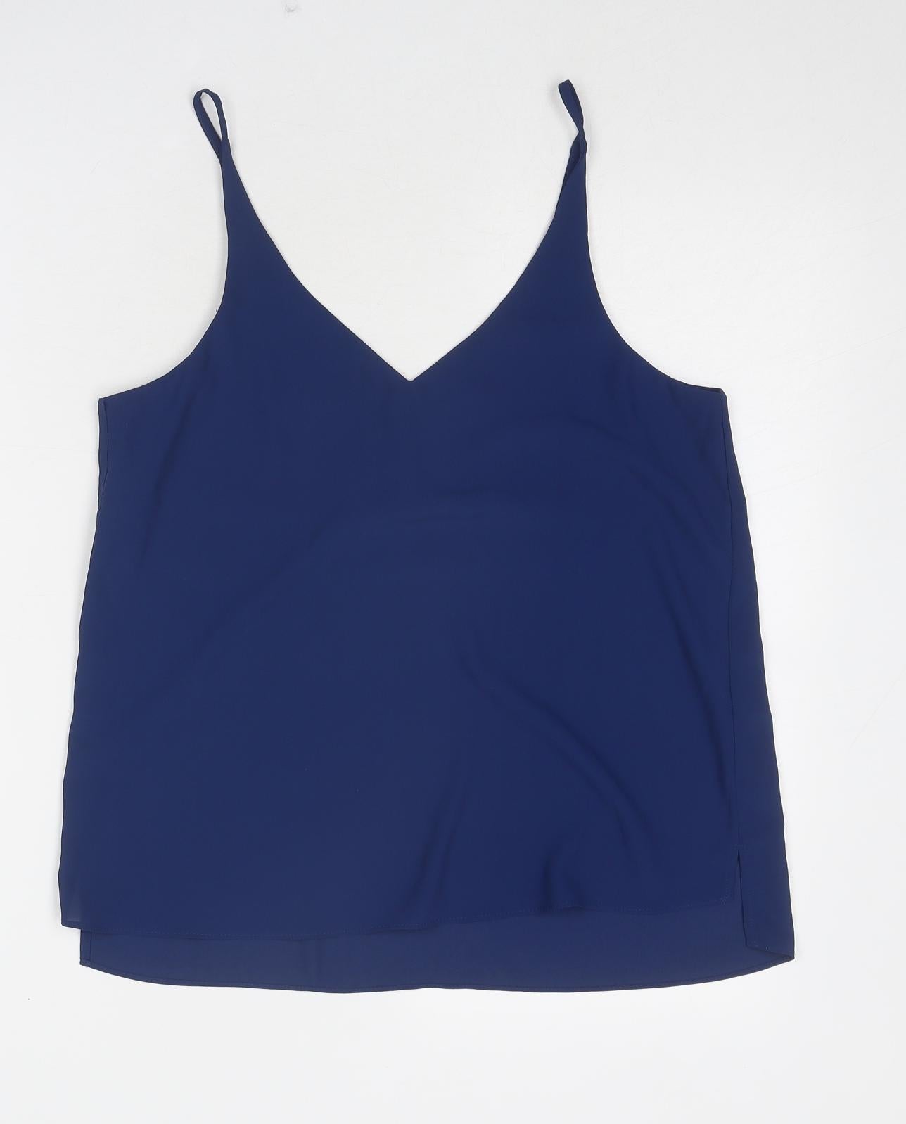 Topshop Womens Blue Polyester Camisole Tank Size 10 V-Neck