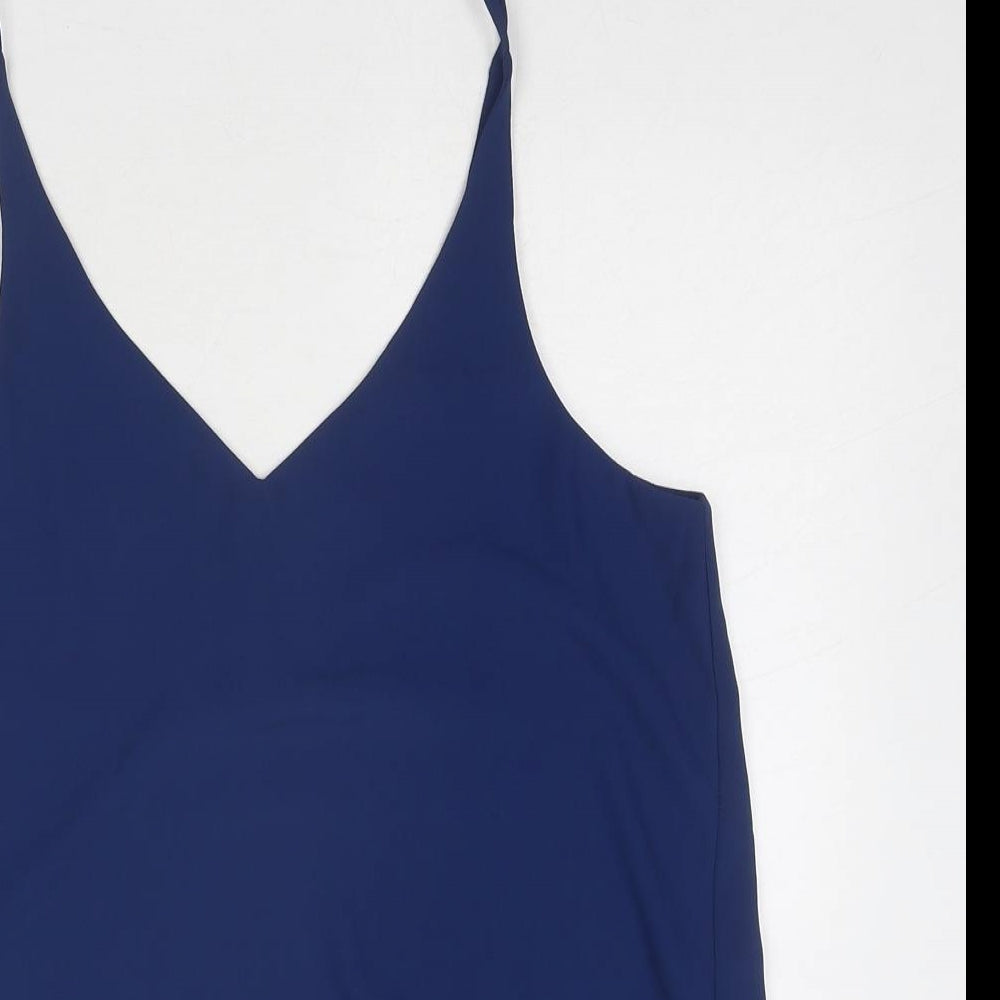Topshop Womens Blue Polyester Camisole Tank Size 10 V-Neck