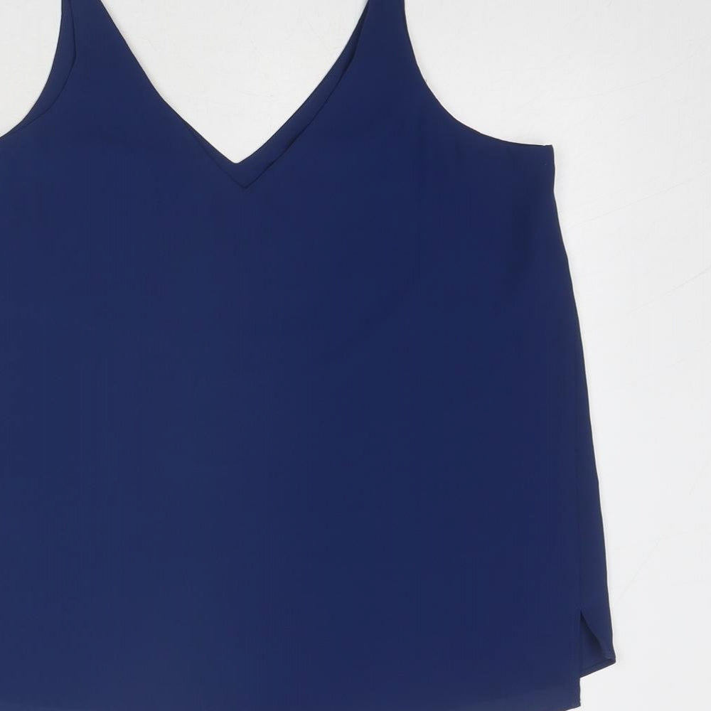 Topshop Womens Blue Polyester Camisole Tank Size 10 V-Neck