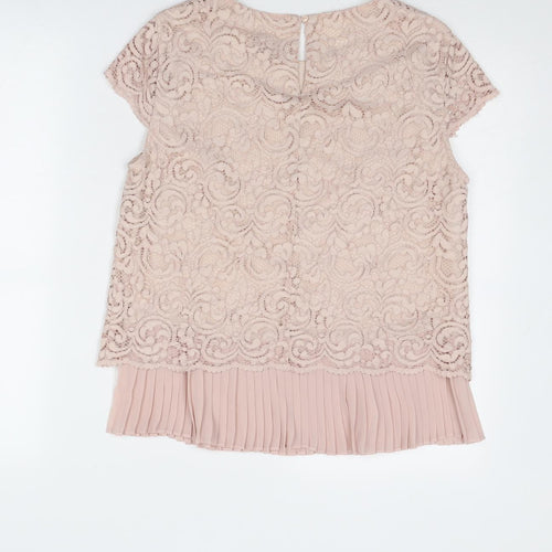 Phase Eight Womens Pink Polyamide Basic Blouse Size 10 Boat Neck