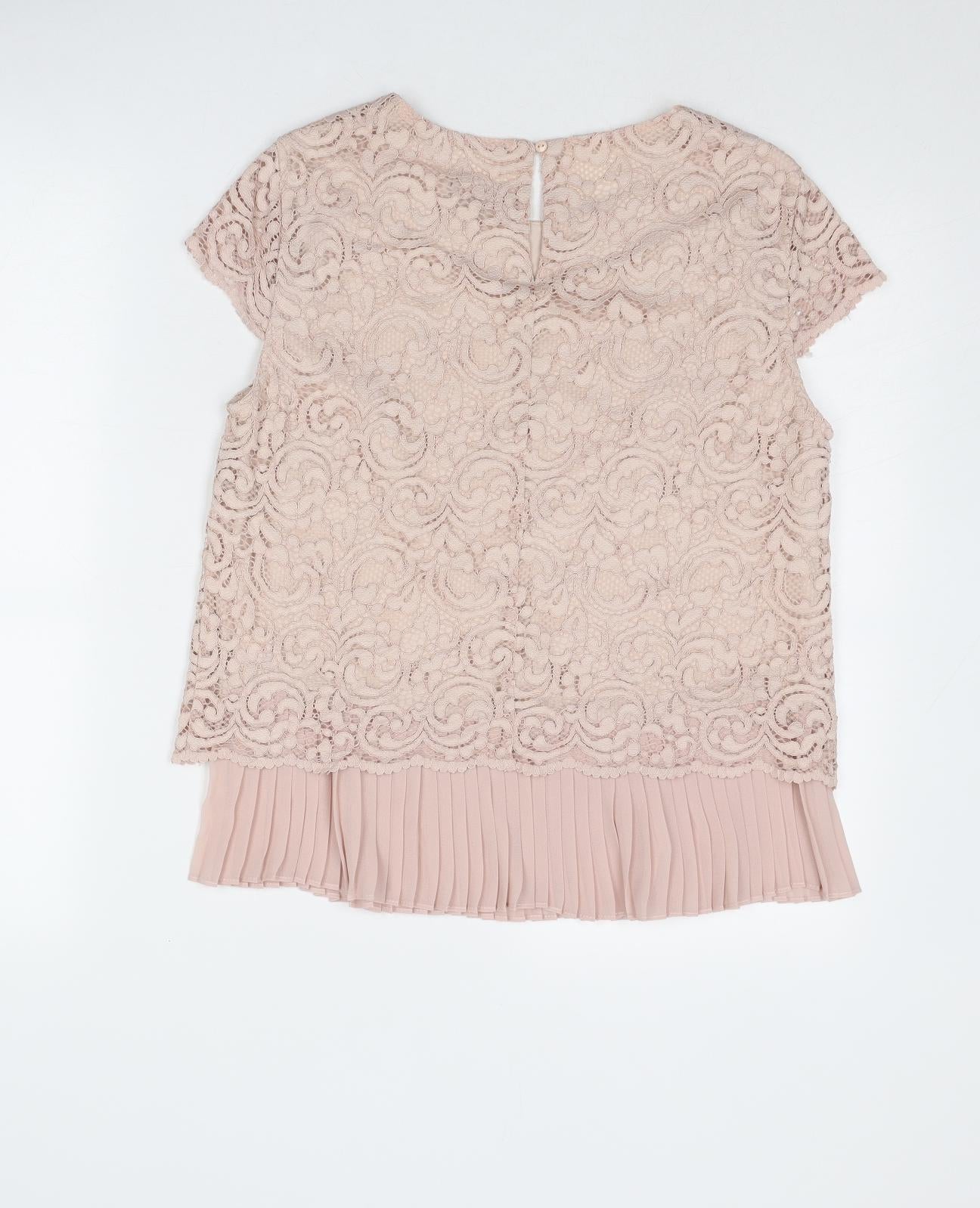 Phase Eight Womens Pink Polyamide Basic Blouse Size 10 Boat Neck