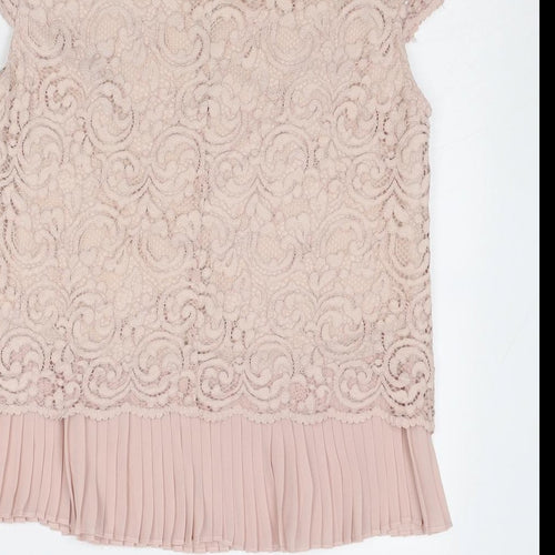 Phase Eight Womens Pink Polyamide Basic Blouse Size 10 Boat Neck