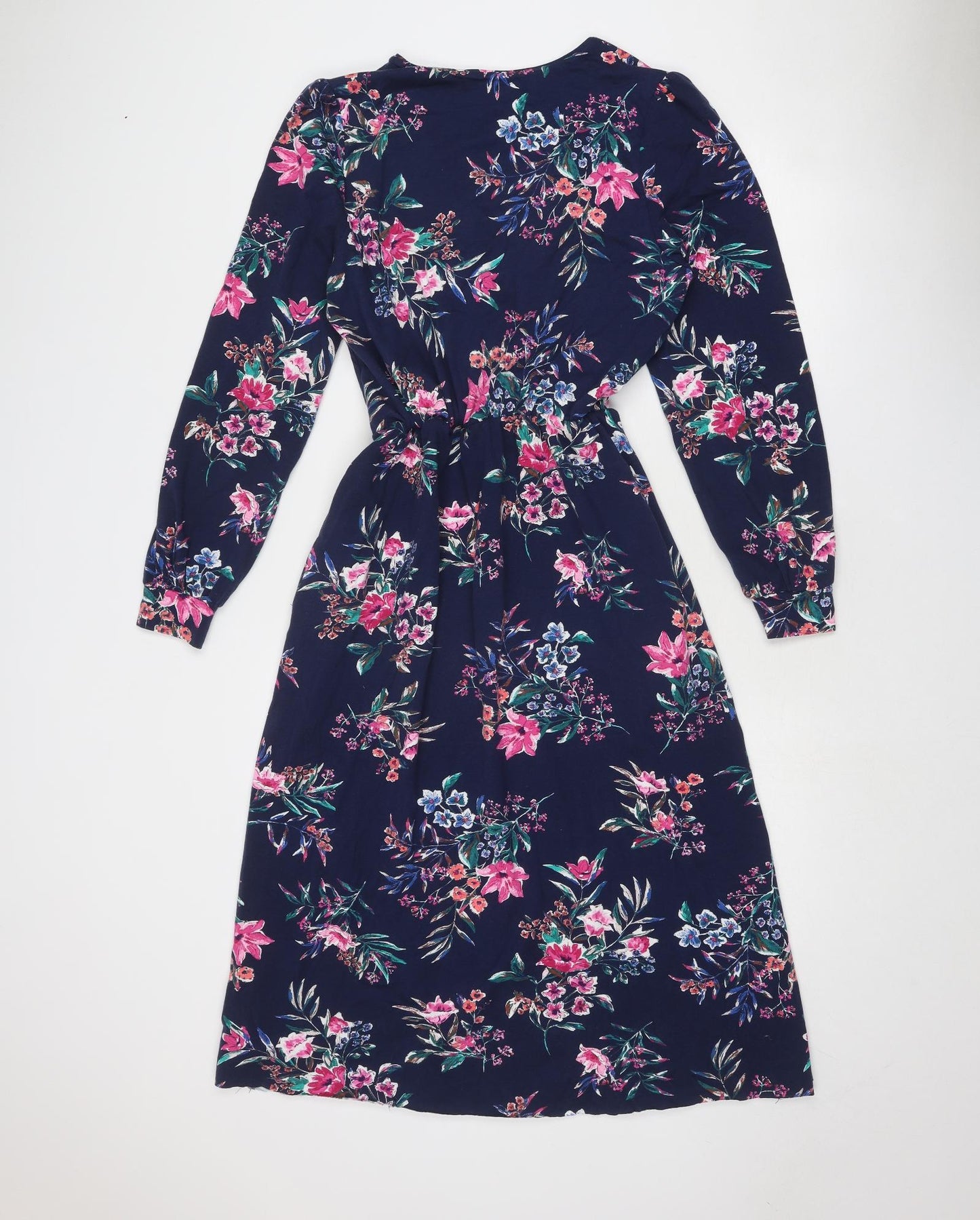 Joules Womens Blue Floral Cotton Trapeze & Swing Size 12 V-Neck Pullover