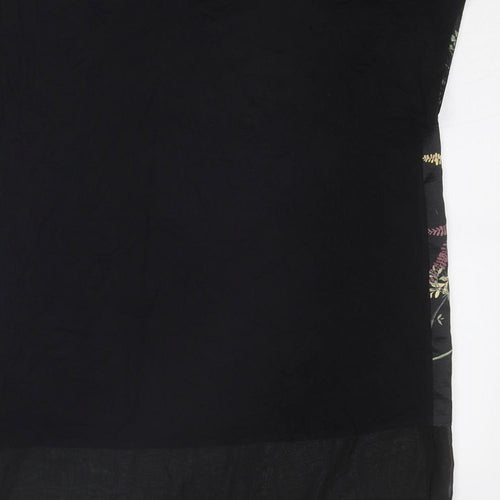 Per Una Womens Black Floral Viscose Basic Blouse Size 10 Boat Neck