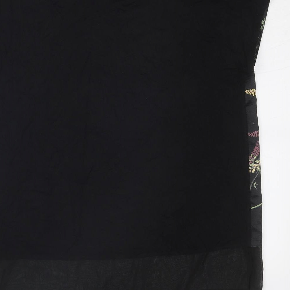 Per Una Womens Black Floral Viscose Basic Blouse Size 10 Boat Neck