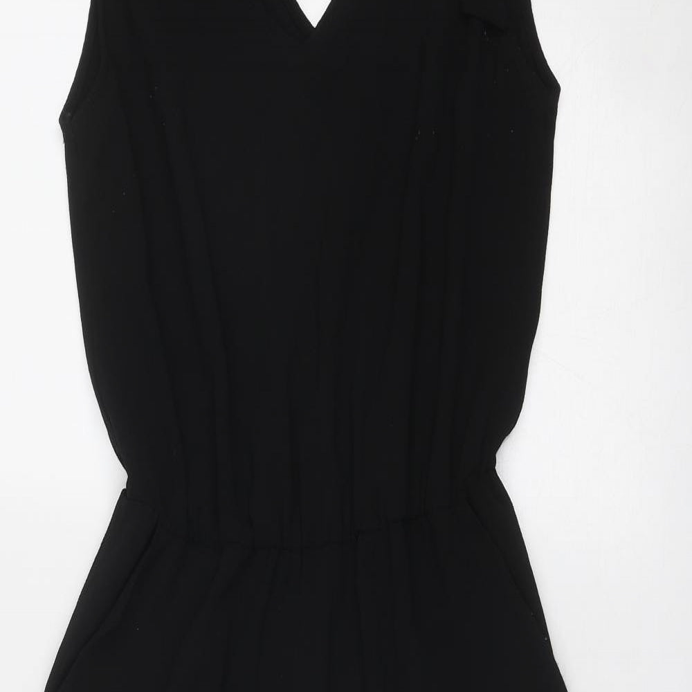 Miss Selfridge Womens Black Polyester Jumpsuit One-Piece Size 6 Pullover