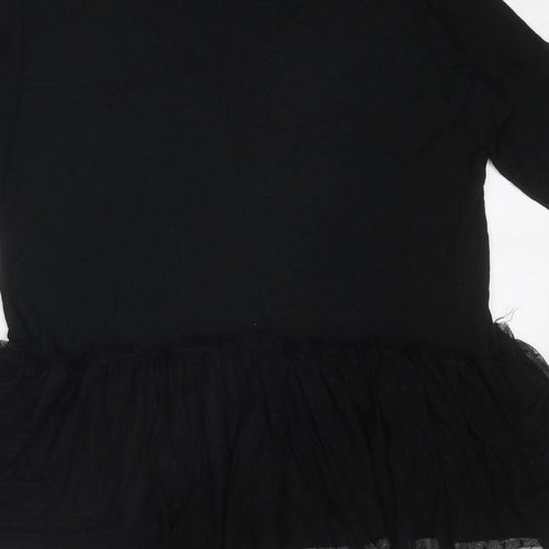 Boohoo Womens Black Polka Dot Viscose Jumper Dress Size 8 Round Neck Pullover