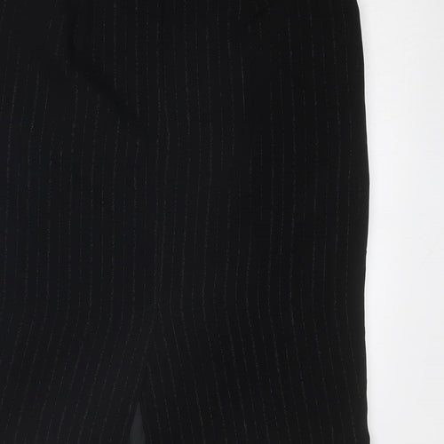 Bonmarché Womens Black Striped Polyester A-Line Skirt Size 16 Zip