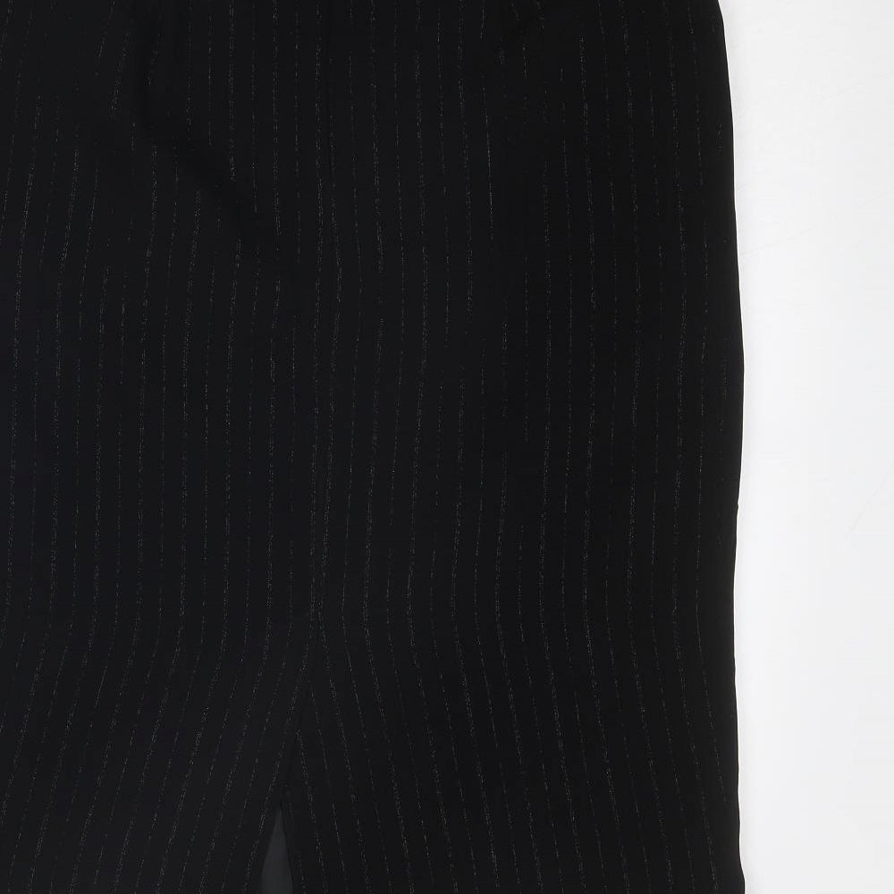 Bonmarché Womens Black Striped Polyester A-Line Skirt Size 16 Zip