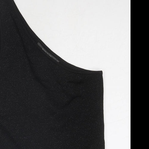 River Island Womens Black Viscose Basic Tank Size 12 One Shoulder - Speckled