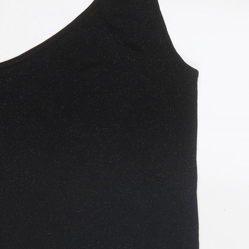 River Island Womens Black Viscose Basic Tank Size 12 One Shoulder - Speckled