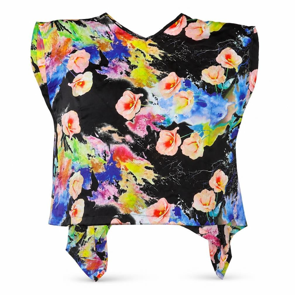 Front view of Alice & You women’s multicoloured floral polyester basic blouse, size UK 10, round neck
