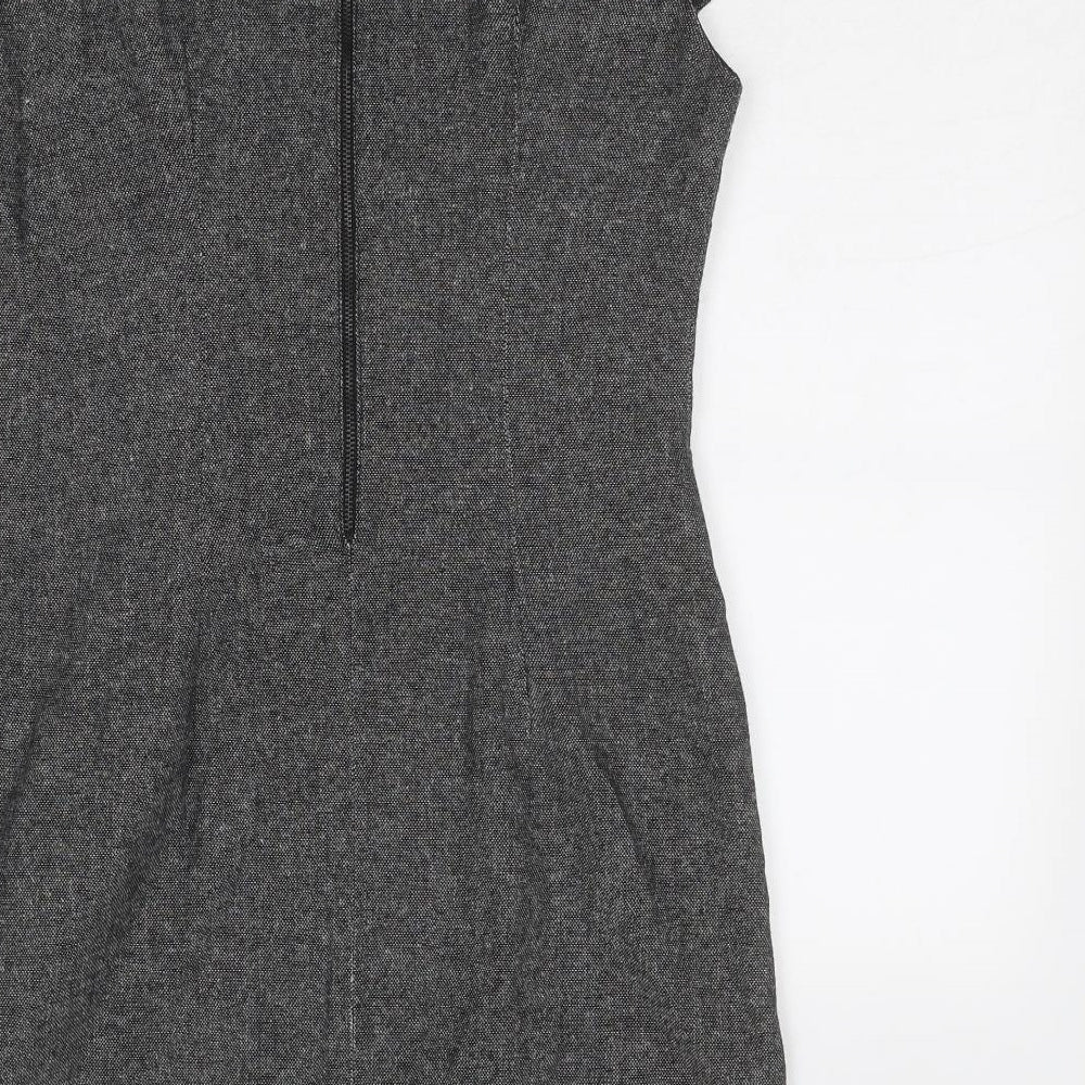 Formul@ Womens Grey Wool Shift Size 12 Boat Neck Zip