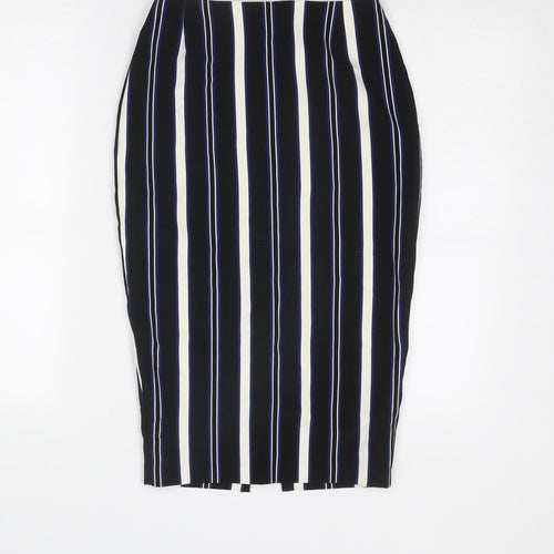 River Island Womens Blue Striped Polyester Straight & Pencil Skirt Size 6 Zip
