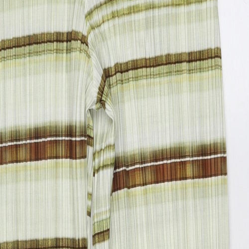 PRETTYLITTLETHING Womens Green Striped Polyester Trousers Size 8 Regular