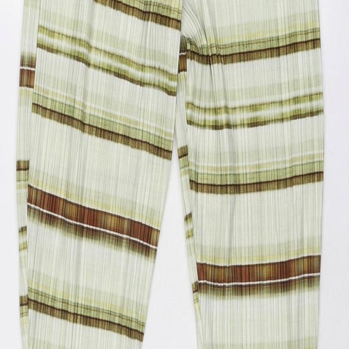 PRETTYLITTLETHING Womens Green Striped Polyester Trousers Size 8 Regular