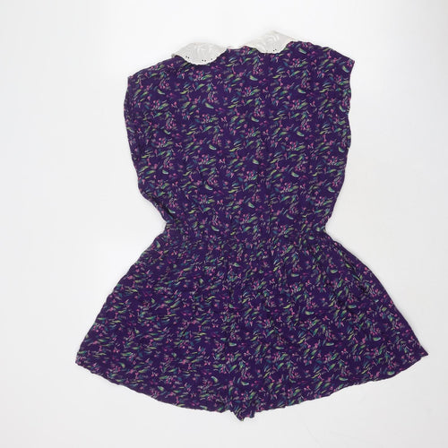 Chelsea Girl Womens Purple Geometric Viscose Playsuit One-Piece Size 12 Button