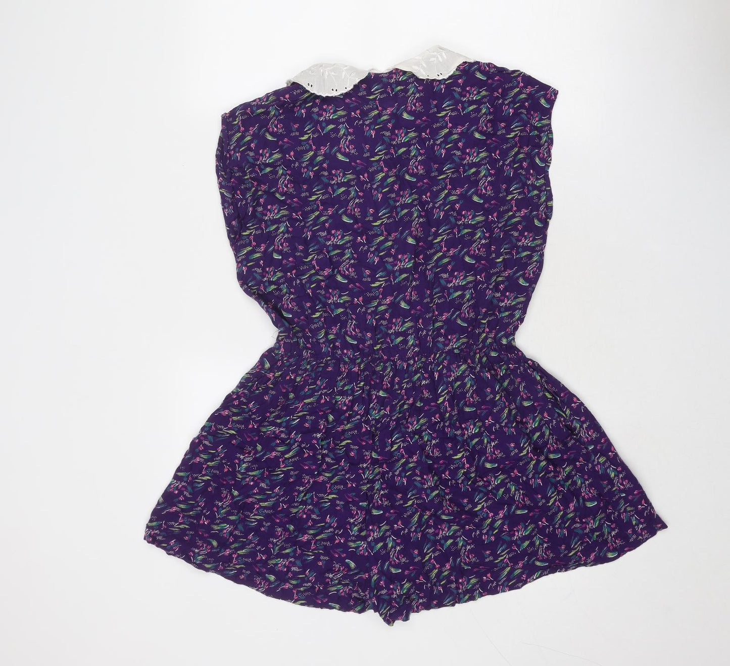 Chelsea Girl Womens Purple Geometric Viscose Playsuit One-Piece Size 12 Button