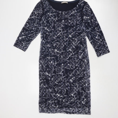Per Una Womens Blue Geometric Polyester Bodycon Size 12 Boat Neck Pullover